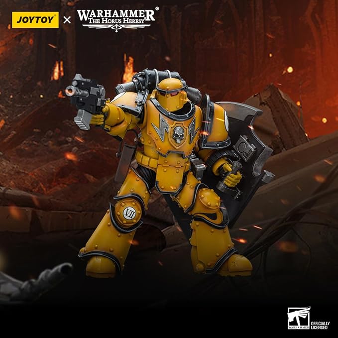 JOYTOY 1/18 Action Figure Warhammer 40,000 Imperial Fists Legion MkIII Breacher Squad Legion Breacher with Graviton Gun 4.8inch Movable Model Collectible Figurine - Figurio