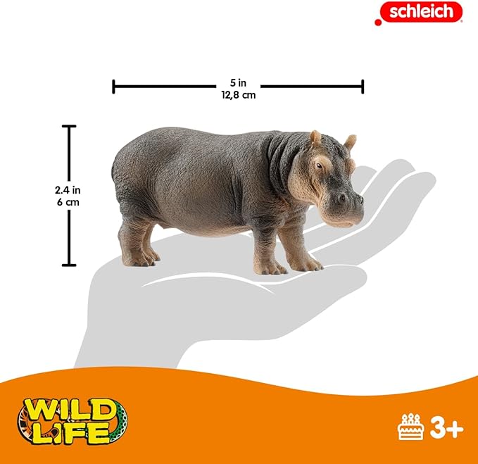 Schleich Wild Life Realistic Detailed Hippopotamus Figurine - Wild Hippo Figurine Toy for Play and Education, Highly Durable and Detailed, for Boys and Girls, Gift for Kids Ages 3+ - Figurio