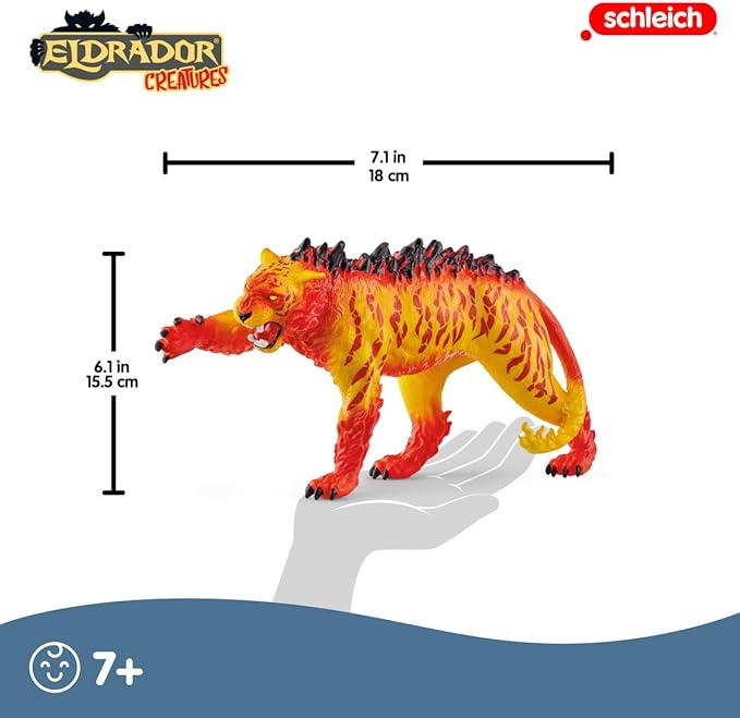 Schleich Eldrador Creatures, Lava Monster Mythical Creatures Toys for Kids, Lava Tiger Action Figure, Ages 7+ - Figurio