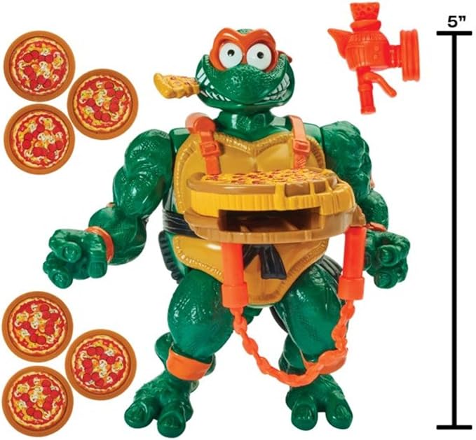 Teenage Mutant Ninja Turtles PlayMates TMNT Pizza Tossin Mike, 5/'' Figure, Launch Pie Discs! - Figurio