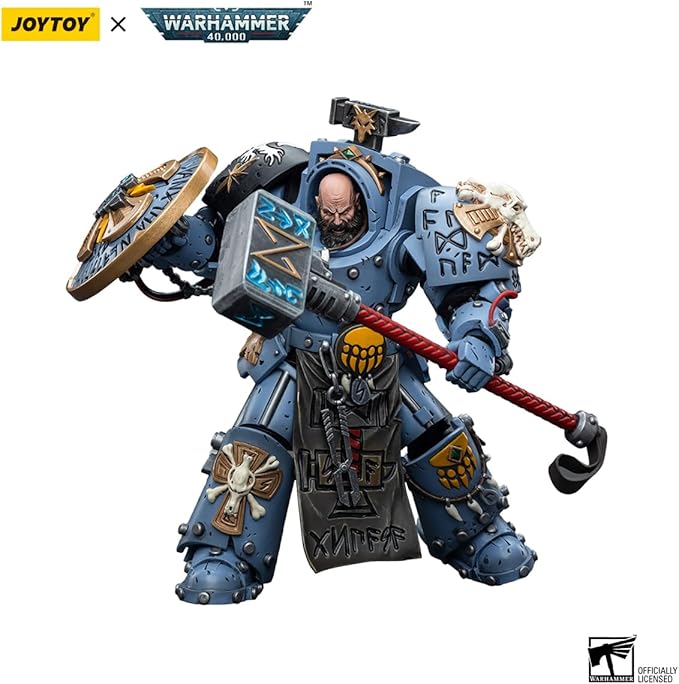 JOYTOY HAPPXYGG Warhammer 40k 1/18 4.7-inch Space Wolves Arjac Rockfist action figure model toy series - Figurio