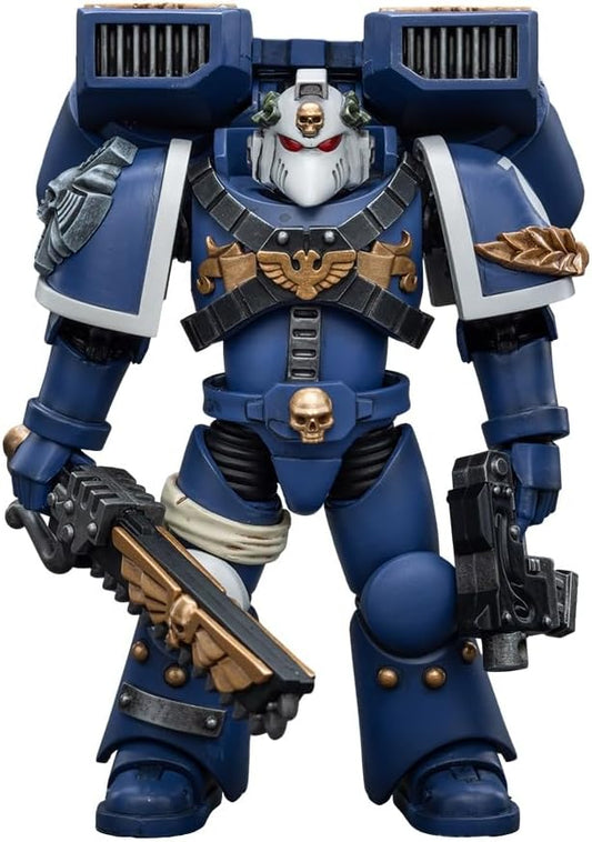 JOYTOY 1/18 Action Figure Warhammer 40K Figure Model Toys Ultramarines Vanguard Veteran with Chainsword and Bolt Pistol Collection Model Anime 4.7 Inch - Figurio