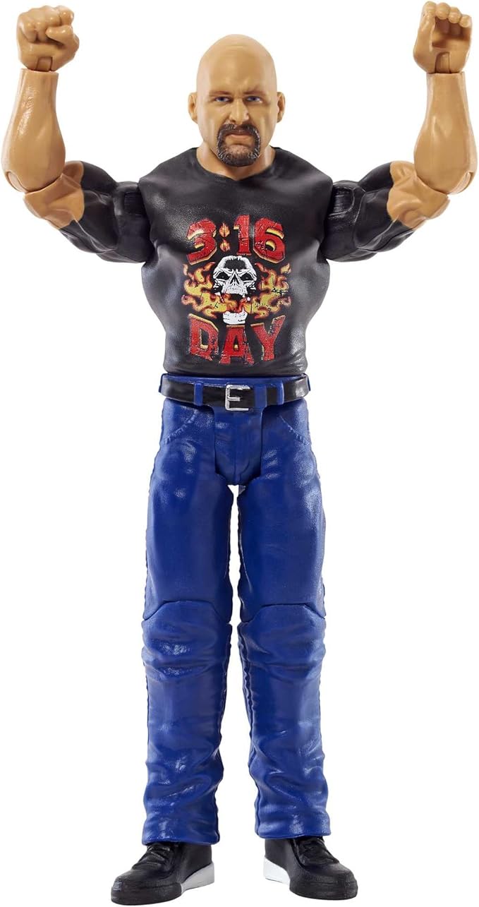 Mattel WWE Basic Action Figure, Stone Cold Steve Austin, Posable 6-inch Collectible for Ages 6 Years Old & Up - Figurio