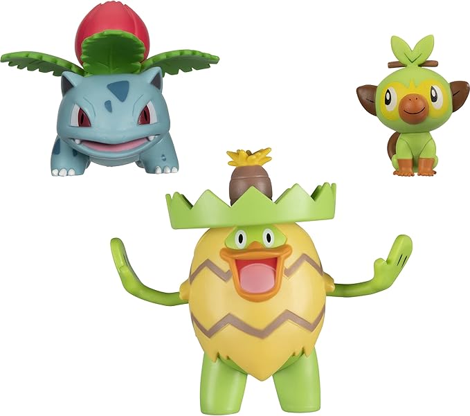 Pokémon Battle Figure, Grass-Type Theme with 3 Pack Ludicolo, Ivysaur, Grookey - 4.5-inch Ludicolo Figure, 3-inch Ivysaur Figure, 2-inch Grookey - Toys for Kids Pokémon Fans - Amazon Exclusive - Figurio