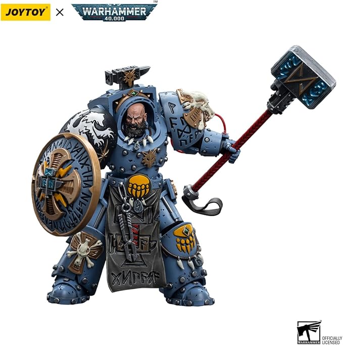 JOYTOY HAPPXYGG Warhammer 40k 1/18 4.7-inch Space Wolves Arjac Rockfist action figure model toy series - Figurio