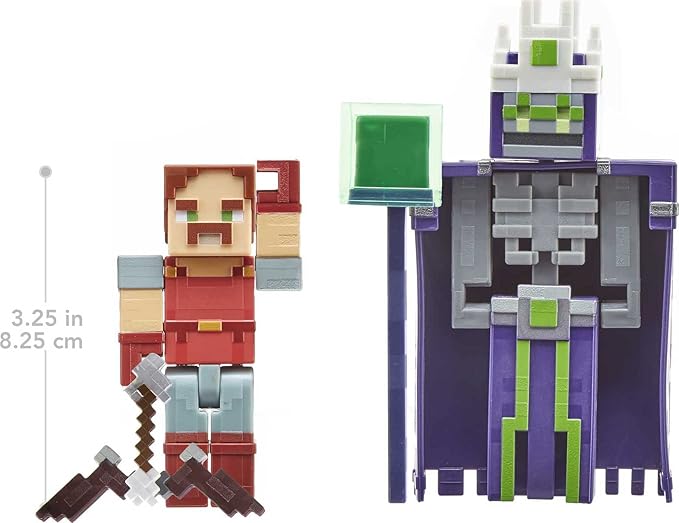 Mattel Minecraft Dungeons 3.25' Figures 2-Pk Battle Figures, Great for Playing, Trading, and Collecting, Action and Battle Toy for Boys and Girls Age 6 and Older - Figurio