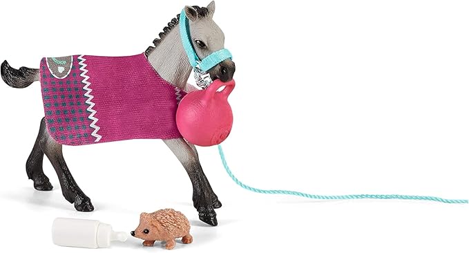 Schleich Horse Club Playful Foal Horse Playset - Authentic Toy Figure with Removable Blanket, Bottle, and Ball Accessories, Fun and Imaginative Play for Boys and Girls, Gift for Kids Ages 5+ - Figurio