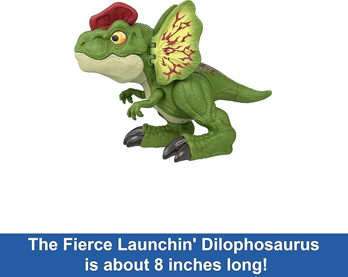 Mattel Jurassic World Uncaged Dinosaur Toy, Fierce Launchin' Dilophosaurus Figure with Shooting Action, Sound & 2 Projectiles - Figurio