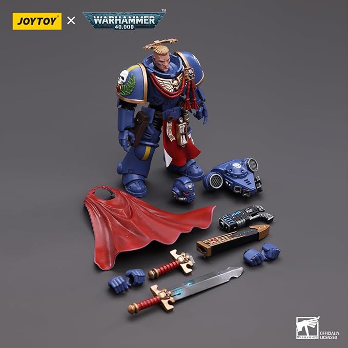 JOYTOY HAPPXYGG Warhammer 40k 1/18 4.7-inch Ultramarines Primaris Captain with Power Sword and Plasma Pistol action figure model toy series - Figurio