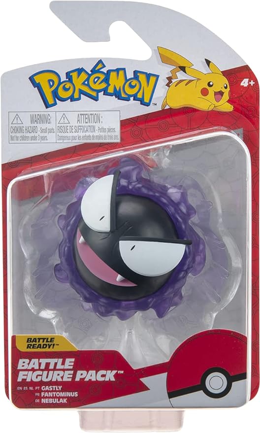 Pokemon Figure Toy 8 cm, Gastly Fantominus - Pokemon Battle Figure New 2024 - Officially Licensed Pokemon Toy - Figurio