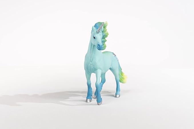 Schleich bayala, Unicorn Toys for Girls and Boys, Marshmallow Unicorn Stallion, Blue and Green ,with Gems, Ages 5+ - Figurio