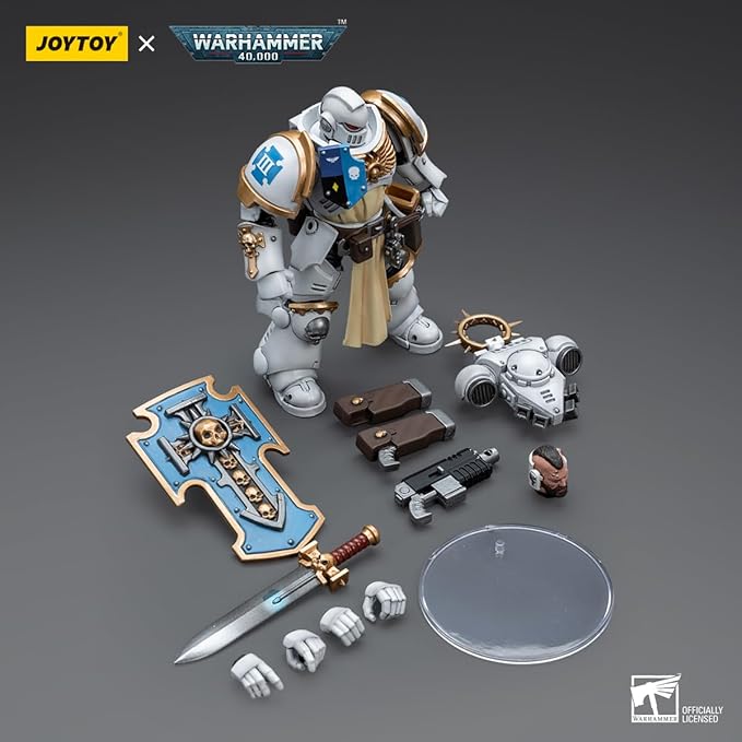 JOYTOY HAPPXYGG Warhammer 40k 1/18 4.7-inch White Consuls Bladeguard Veteran action figure model toy series - Figurio