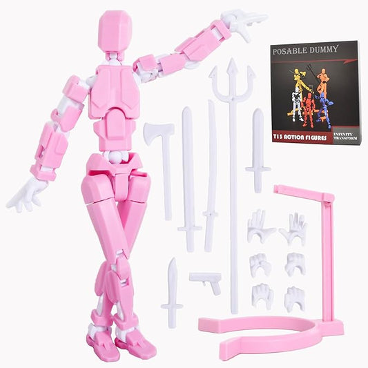 Creative Action Figure with Pose Stand,Building Toy Sets,3D Robot,Lucky Puppet Joints for Boys,Girls,Men,Women,Posable Drawing Figure,Moveable Dummy Desk Decoration,Desktop Ornament for Game Lover - Figurio