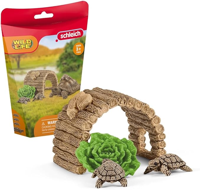 Schleich Wild Life 6-Piece Tortoise Toy Figure with Hatchlings and Turtle Home Playset for Kids Ages 3-8 (42506n) - Figurio