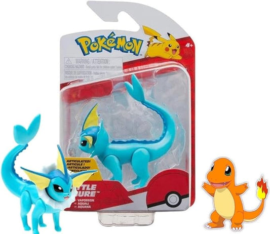 Pokemon Battle Figure Action Ready 3 inch with Bonus Sticker (Vaporeon) - Figurio