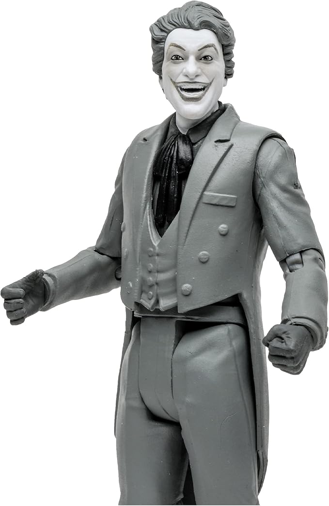 McFarlane Toys, DC Multiverse, 5-inch DC Retro The Joker (Black and White) Action Figure with Action Word Bubbles, Collectible DC Retro 1960's TV Figure – Ages 12+ - Figurio