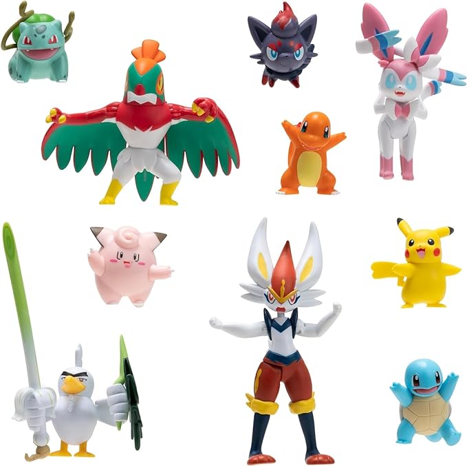 Pokémon Battle Figure 10 Pack - One 4.5-Inch Cinderace Figure Plus Three 3-Inch and Six 2-Inch Battle Figures Including Pikachu (Amazon Exclusive) - Figurio