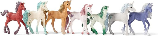 Schleich bayala 7-Piece Gemstone Collectible Unicorn Toy Set with 7 Unique Toy Unicorn Collectibles - Figurio