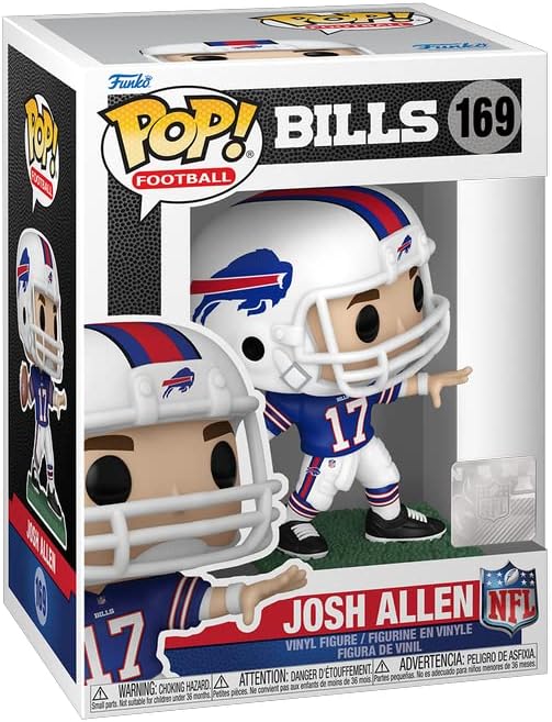 POP Football: Bills - Josh Allen (Away Jersey) Funko Vinyl Figure (Bundled with Compatible Box Protector Case), Multicolor, 3.75 inches - Figurio