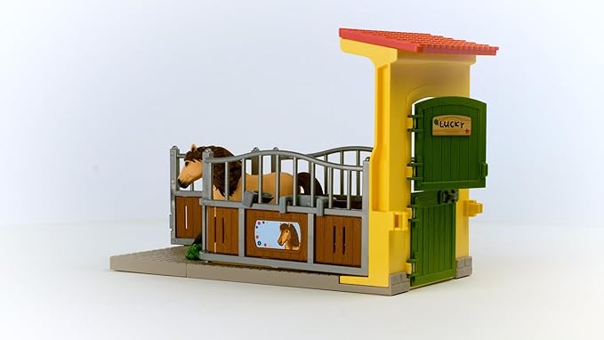 Schleich Farm World, Horse Toys for Girls and Boys, Horse Stall Set with Iceland Pony Stallion Toy Figure - Figurio