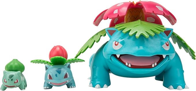 Pokémon Select Evolution 3 Pack - Features 2-Inch Bulbasaur, 3-Inch Ivysaur and 12-Inch Venusaur Battle Figures - Figurio