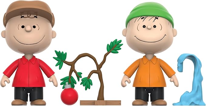 Super7 Peanuts Charlie Brown Holiday Box Set - (2-Pack) 3.75" Peanuts Action Figures with Accessories Classic TV Show Collectibles and Retro Toys - Figurio