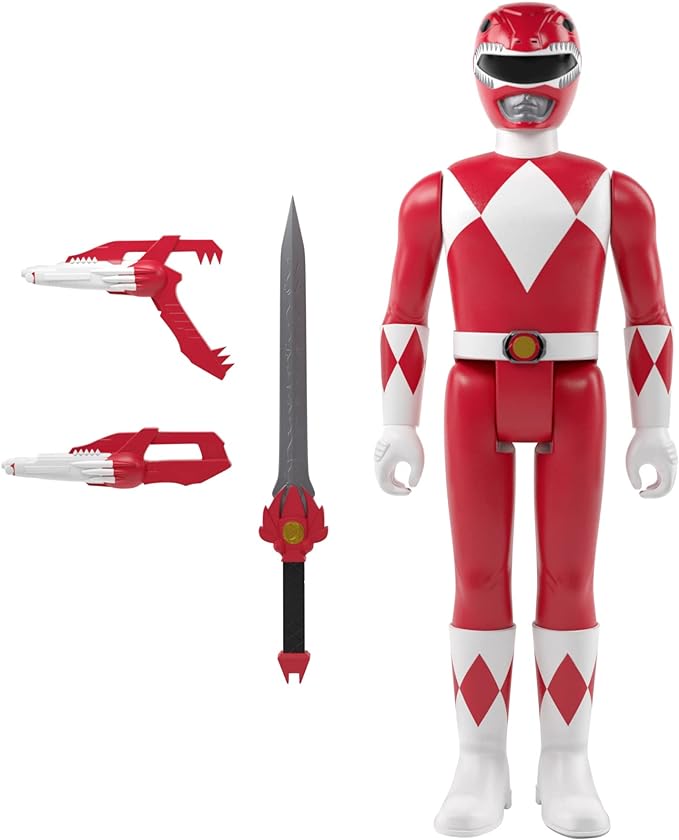 Super7 Mighty Morphin Power Rangers Red Ranger - 3.75" Power Rangers Action Figure with Accessories Classic TV Show Collectibles and Retro Toys - Figurio