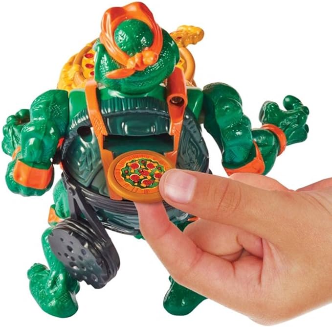 Teenage Mutant Ninja Turtles PlayMates TMNT Pizza Tossin Mike, 5/'' Figure, Launch Pie Discs! - Figurio