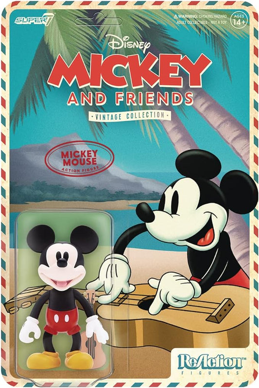 Super7 Disney Mickey and Friends Mickey Mouse (Hawaiian Holiday) - 3.75" Disney Action Figure with Accessory Vintage Disney Collectibles and Retro Toys - Figurio