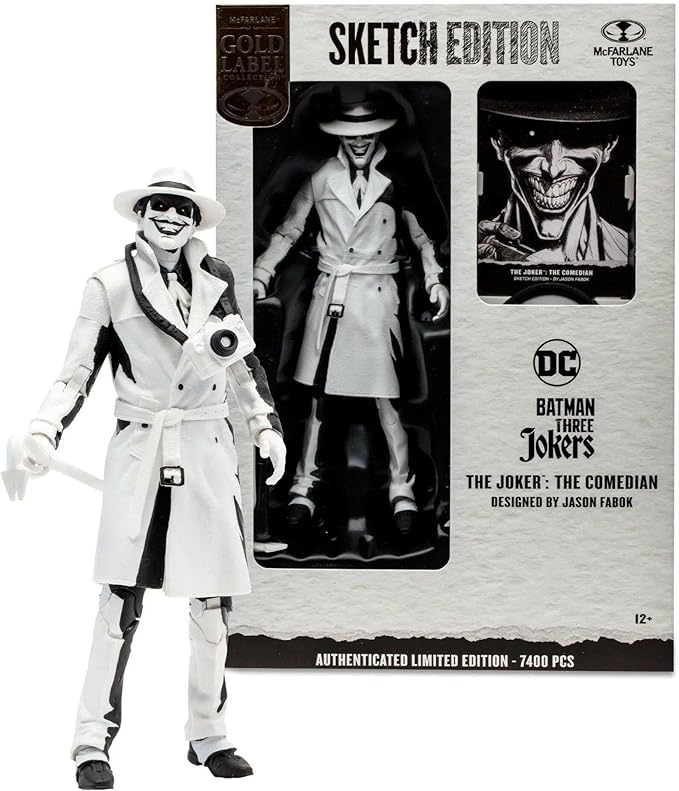 McFarlane Toys DC Multiverse The Joker Designed by Jason Fabok Sketch Edition Gold Label 7in Action Figure with Ultra Articulation, Exclusive Designer Box, Collectible Art Card - Figurio