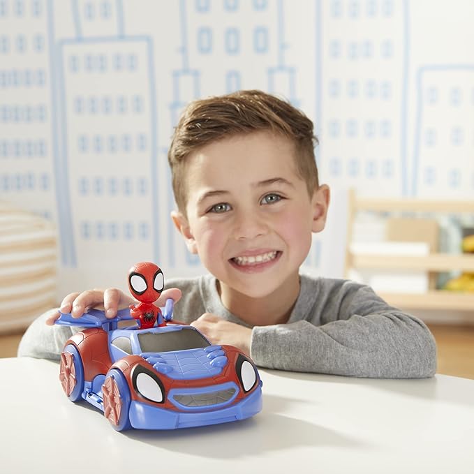 Spidey and His Amazing Friends Marvel Change 'N Go Web-Crawler and Spidey Action Figure, 2-in-1 Vehicle, 4-Inch , for Kids Ages 3 and Up - Figurio