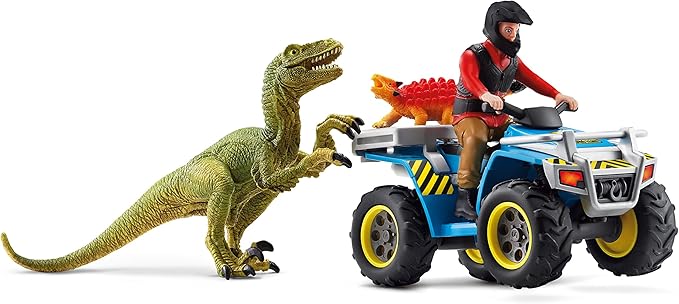 Schleich Dinosaurs, Dinosaur Toy Set for Boys and Girls, Quad Escape from Velociraptor Set with ATV Truck, Ages 4+ - Figurio