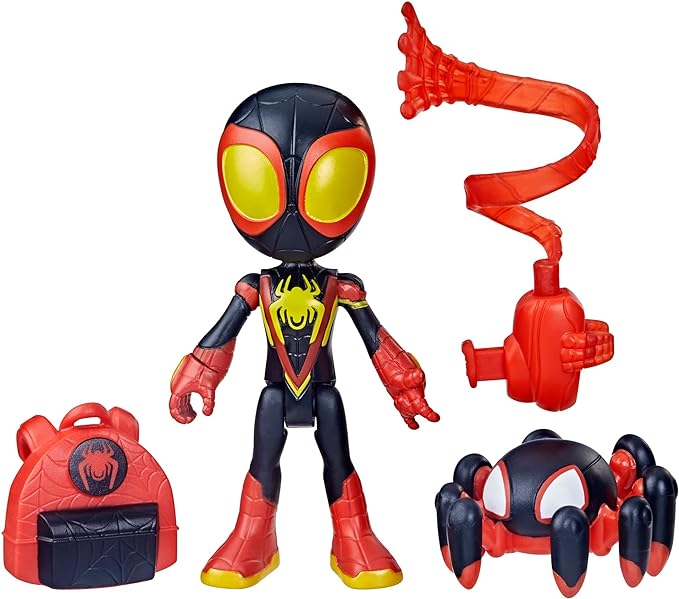 Spidey and His Amazing Friends Web-Spinners Miles Morales Spider-Man 4-Inch Figure with Accessories, Web-Spinning Accessory, Marvel Toys for Kids, Small - Figurio