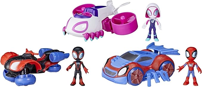 Spidey and His Amazing Friends Team Spidey Change ‘N Go Riders Playset, 3 Toy Cars and Action Figures, Marvel Super Hero Toys for 3 Year Old Boys and Girls and Up (Amazon Exclusive) - Figurio