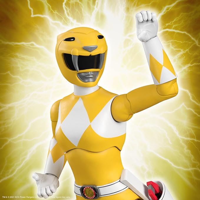 Super7 ULTIMATES! Mighty Morphin Power Rangers Yellow Ranger - 7" Power Rangers Action Figure with Accessories Classic TV Show Collectibles and Retro Toys - Figurio