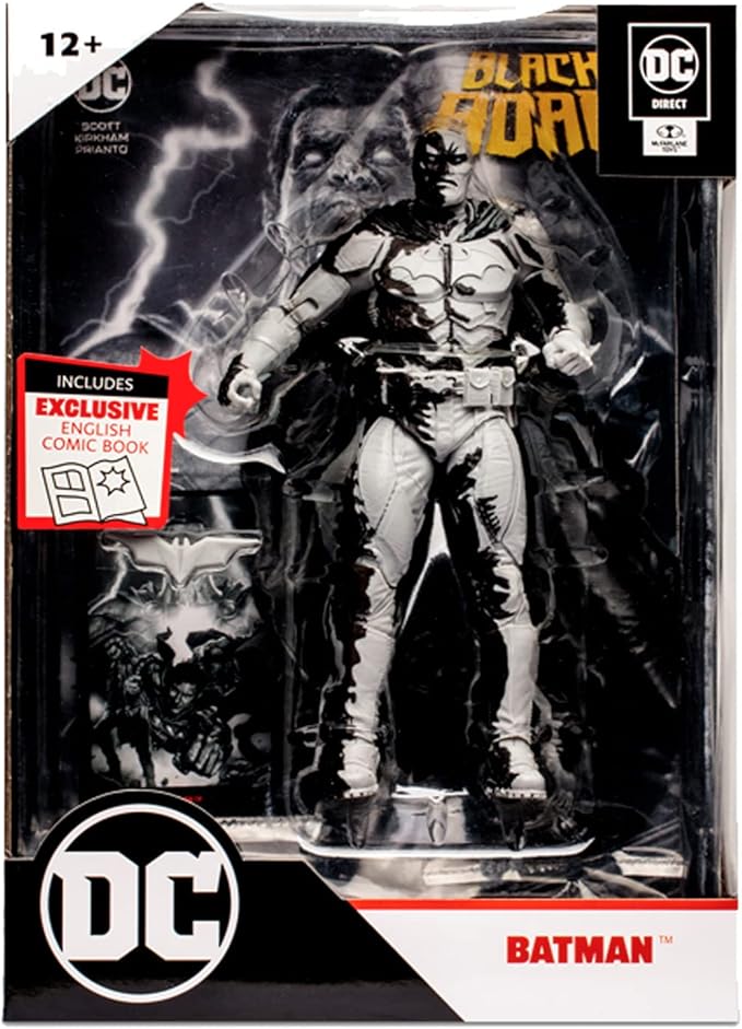 McFarlane Toys, 7-Inch DC Direct Black Adam Gold Label Batman Action (Line Art Variant) Figure with 22 Moving Parts, Collectible DC Black Adam Comic Figure with Unique Comic Book – Ages 12+ - Figurio