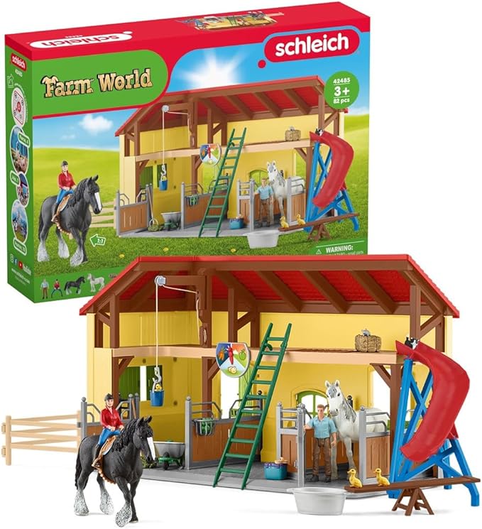 Schleich Farm World, Toy Barn Gift for Kids with Farm Animal Toys and Accessories 30-Piece Set, Ages 3+ - Figurio