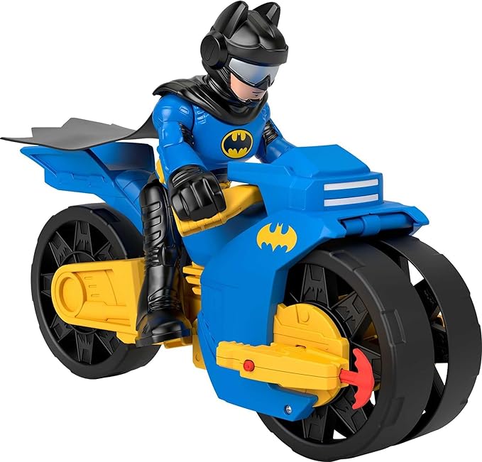 Fisher-Price Imaginext DC Super Friends Batman Toys, XL Batcycle & XL Batman Figure, Each 10 Inches, for Preschool Kids Ages 3+ Years - Figurio