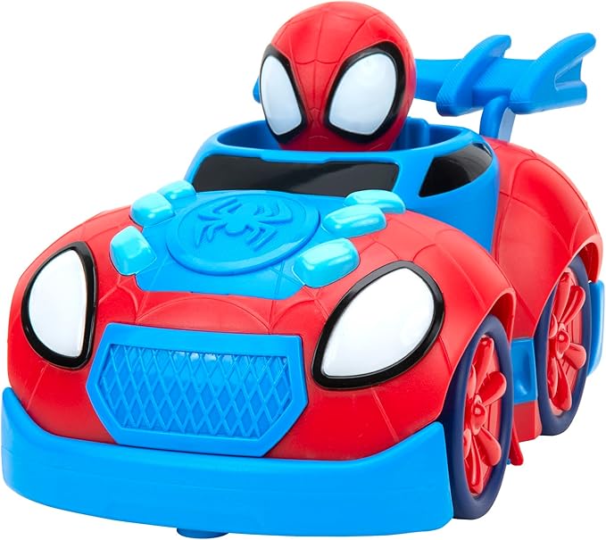 Marvel Spidey and His Amazing Friends Web Crawler RC - Remote-Controlled Vehicle - Features Built-in Super Hero with 4 Controller Functions, Blue & Red - Figurio