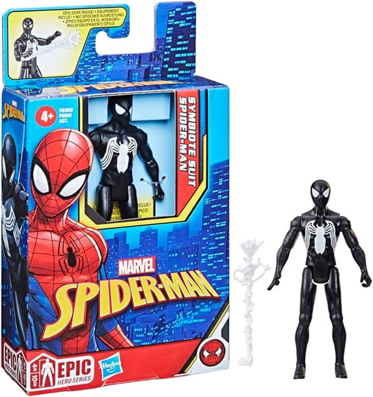 Marvel Epic Hero Series Symbiote Suit Spider-Man Action Figure, 4-Inch Toy with Accessory, Kids Ages 4 and Up, Medium - Figurio