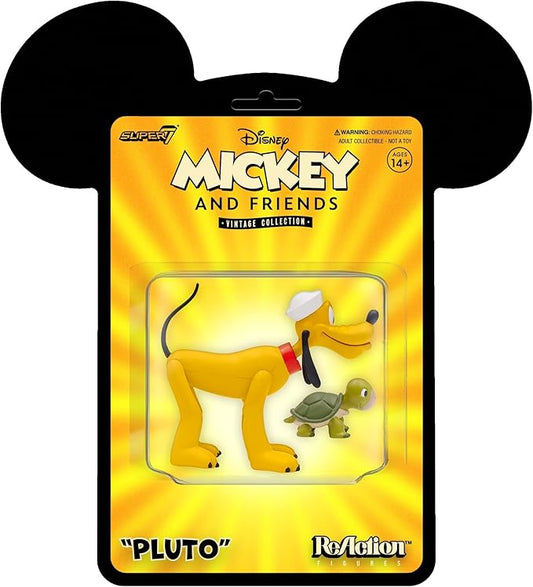 Super7 Disney Mickey and Friends Pluto - 3.75" Disney Action Figure with Accessory Vintage Disney Collectibles and Retro Toys - Figurio