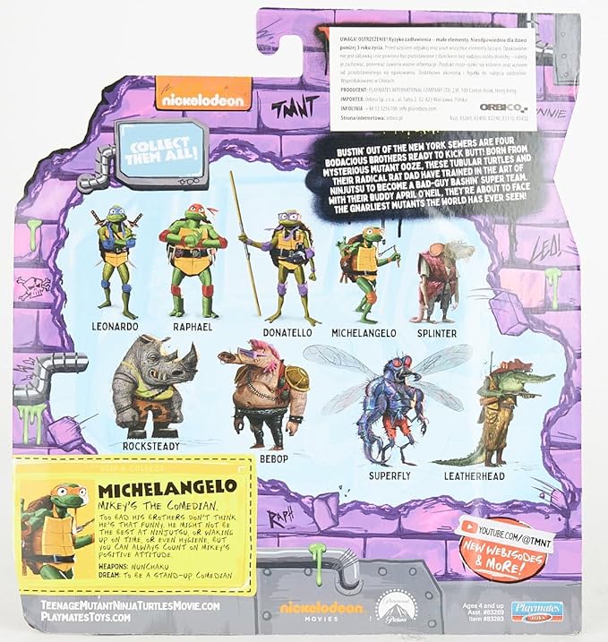 Teenage Mutant Ninja Turtles: Mutant Mayhem 4.25” Michelangelo Basic Action Figure by Playmates Toys - Figurio