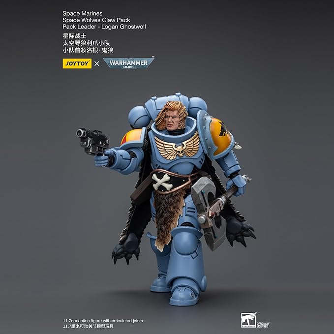 JOYTOY 1/18 Action Figure Warhammer 40,000 Space Marines Space Wolves Claw Pack Pack Leader Logan Ghostwolf 4.6inch Collectible Action Figures Kits - Figurio