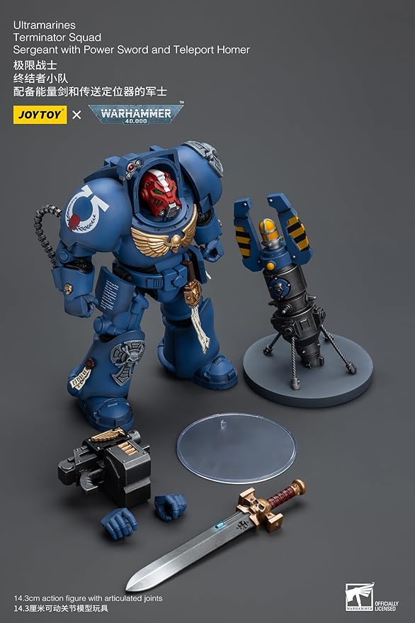 JOYTOY Warhammer 40,000 1/18 Action Figure Ultramarines Terminator Squad Sergeant with Power Sword and Teleport Homer Collection Model Birthday Gifts - Figurio