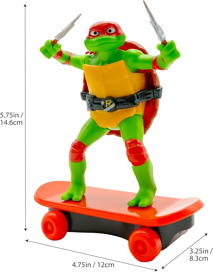 Teenage Mutant Ninja Turtles 5" Sewer Shredders - Raphael Movie Edition - Skate and Battle with Ninja Action - Ages 3+ - Figurio