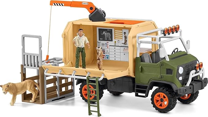 Schleich Wild Life — 45-Piece Animal Rescue Toy Truck Playset with Ranger, Lion and Meerkat Figures, Playsets to Inspire Storytelling, Wild Animal Toys for Kids Ages 3+ - Figurio