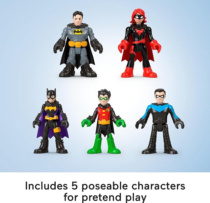 Fisher-Price Imaginext DC Super Friends Batman Toys Family Multipack Figure Set, 5 Characters & 7 Accessories for Kids Ages 3+ Years - Figurio