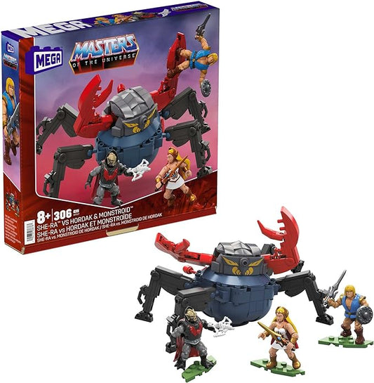 MEGA Masters of The Universe Building Set, She-Ra vs Hordak & Monstroid with 306 Pieces, 3 Poseable Micro Action Figures, for Adult Collectors - Figurio