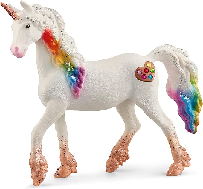 Schleich bayala Mythical Rainbow Love Unicorn Mare Figurine - Featuring Glittery Decorated Details and with Shiny Spiral Horn, Imaginative Fun and Durable Toy for Girls and Boys, Gift for Kids Ages 5+ - Figurio