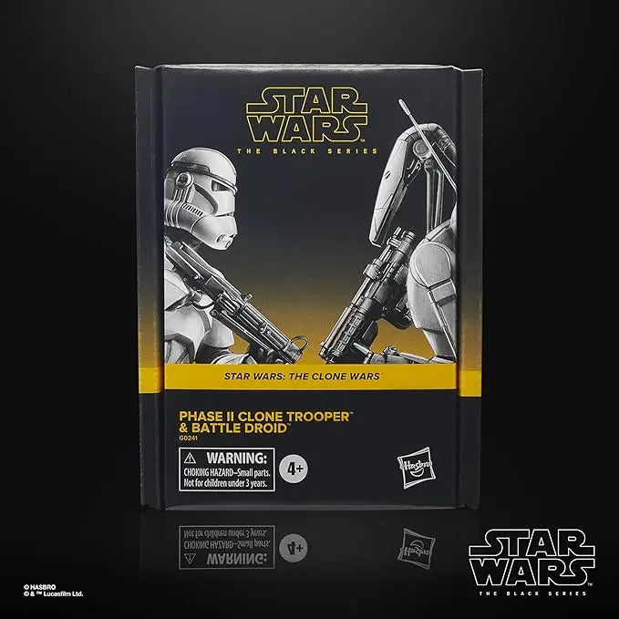 STAR WARS The Black Series Phase II Clone Trooper & Battle Droid, The Clone Wars Troop Building Collectible 6 Inch Action Figure 2-Pack - Figurio